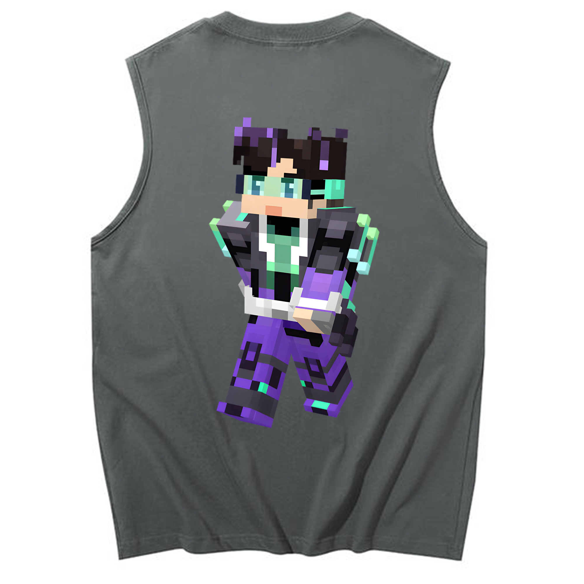 （画像用） マインクラフト ブロックの世界 Minecraft MC Block world コットン100％タンクトップ（背面プリント）